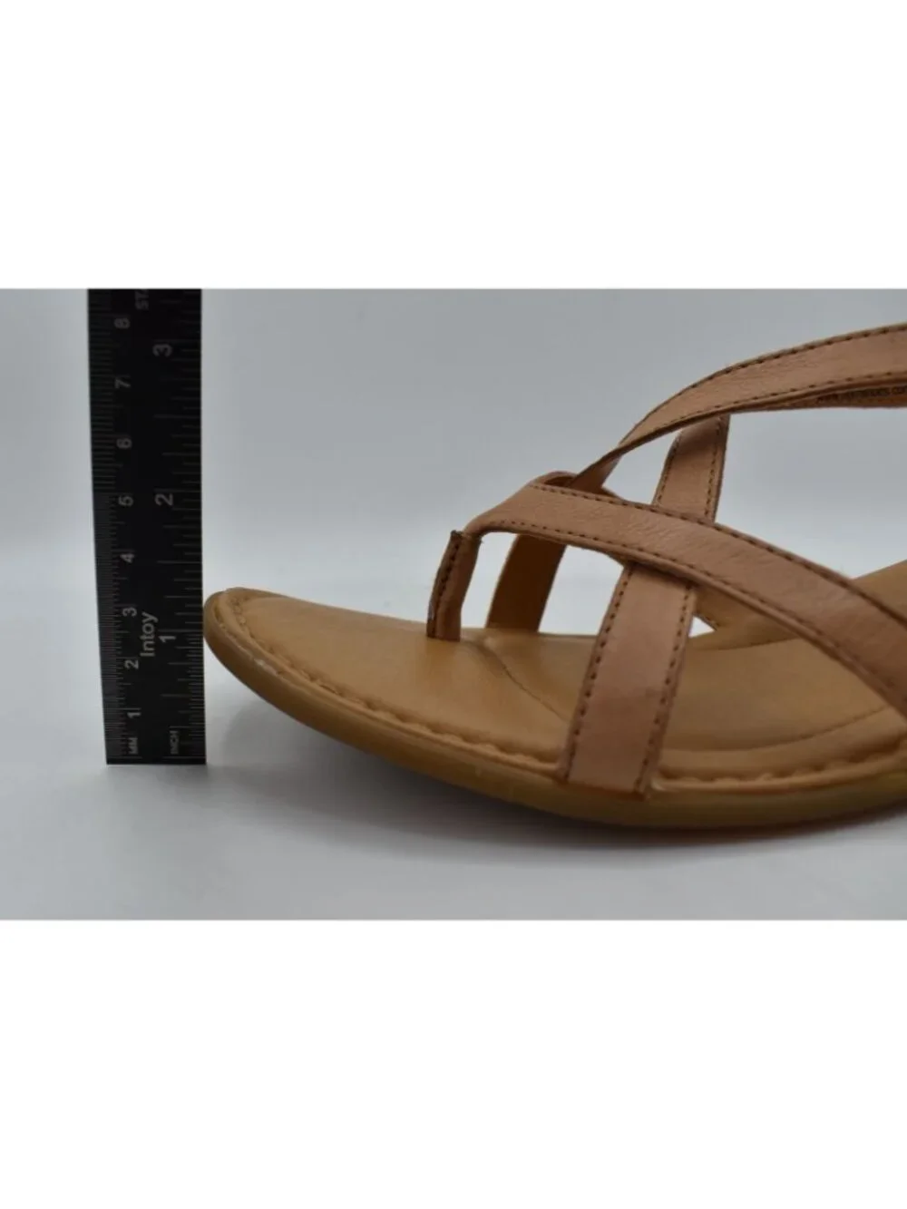 Born Womens 10‎ Sibyl Slingback Natural Full Grain Leather Wedge Sandals Shoes